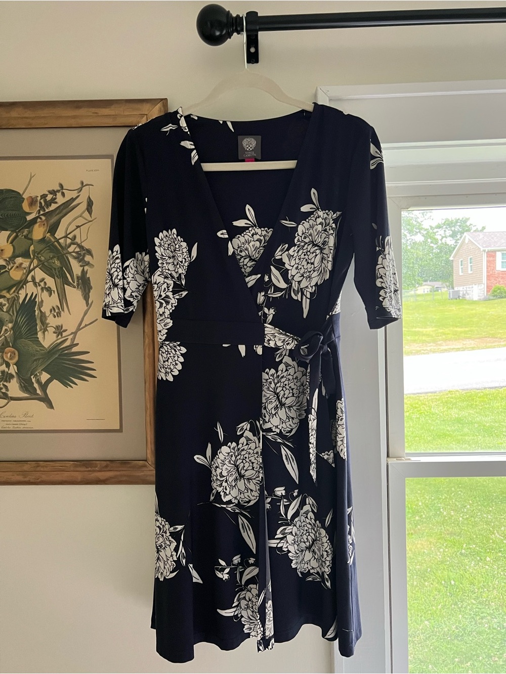 Vince Camuto Navy Dress with White Floral Print